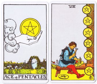 Pentacles (Ace and 8)